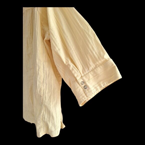 Vintage Faded Glory Stretch Shirt Pearl Snap Butter Yellow Cotton Blend 22W 24W - Picture 8 of 15